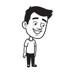 Handsome Man Black and White Illustration Vector Image Male Portrait Fashion Sketch Line Art Design