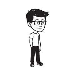 Handsome Man Black and White Illustration Vector Image Male Portrait Fashion Sketch Line Art Design