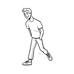 Handsome Man Black and White Illustration Vector Image Male Portrait Fashion Sketch Line Art Design