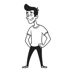 Fototapeta premium Handsome Man Black and White Illustration Vector Image Male Portrait Fashion Sketch Line Art Design