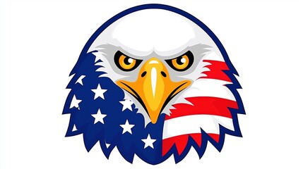 Majestic Bald Eagle with American Flag Colors Radiating Strength and Freedom
