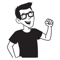 Fototapeta premium Handsome Man Black and White Illustration Vector Image Male Portrait Fashion Sketch Line Art Design