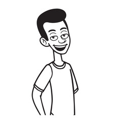 Handsome Man Black and White Illustration Vector Image Male Portrait Fashion Sketch Line Art Design