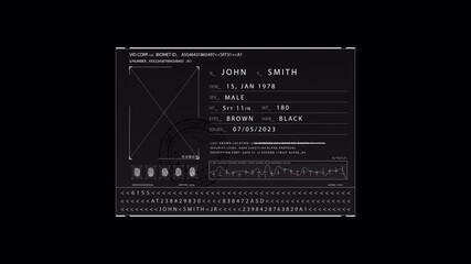 Dynamic Biometric ID Scan: John Smith's Digital Dossier Unveiled with Data Visualization - Powered by Adobe