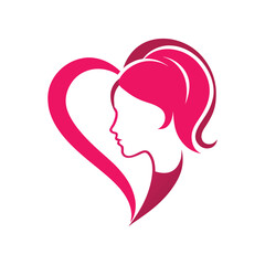 Beauty Salon Heart and Ponytail Shape Logo