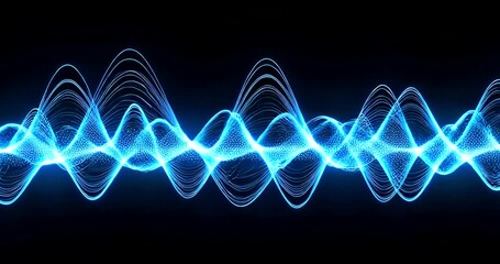 Dynamic Visualization of Blue Energy Waves on a Black Background animation - Powered by Adobe