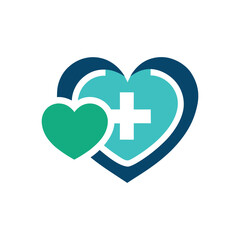 Heart and Cross Healthcare Medical Logo Vector