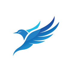 Abstract Bird in Flight Minimal Blue Logo Design