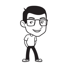 Handsome Man Black and White Illustration Vector Image Male Portrait Fashion Sketch Line Art Design