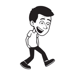 Obraz premium Handsome Man Black and White Illustration Vector Image Male Portrait Fashion Sketch Line Art Design