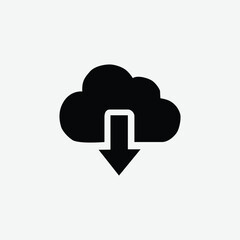 Cloud upload and download vector icon for online storage, data transfer, and digital technology