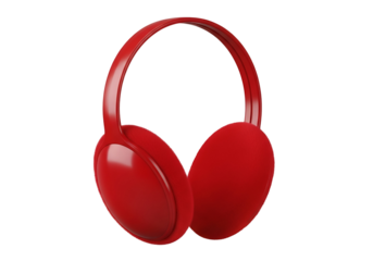 Vivid red headphones stand out against a stark black background.