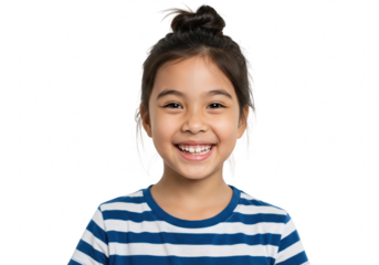 Young girl smiling isolated on transparent background