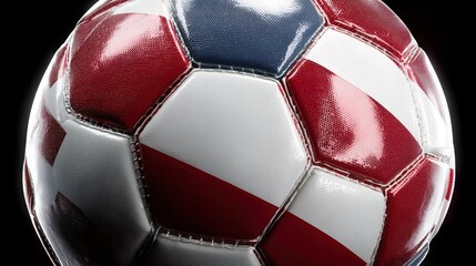 Sleek Soccer Ball with Glossy Finish in Dynamic Pose against Dark Background
