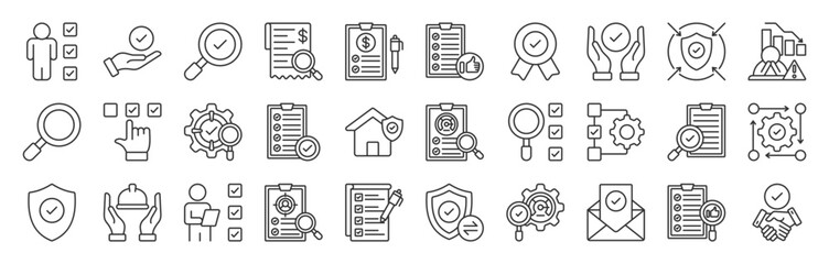 Inspection line editable icon set Collection. editable stroke. Vector illustration eps 10