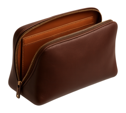 Leather travel pouch with interior pockets