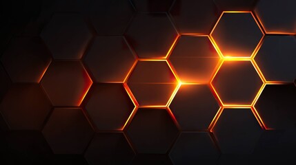 Abstract geometric pattern hexagons orange light