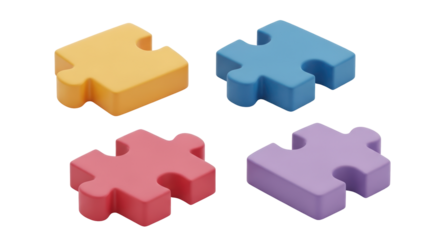 Isolated four puzzle pieces