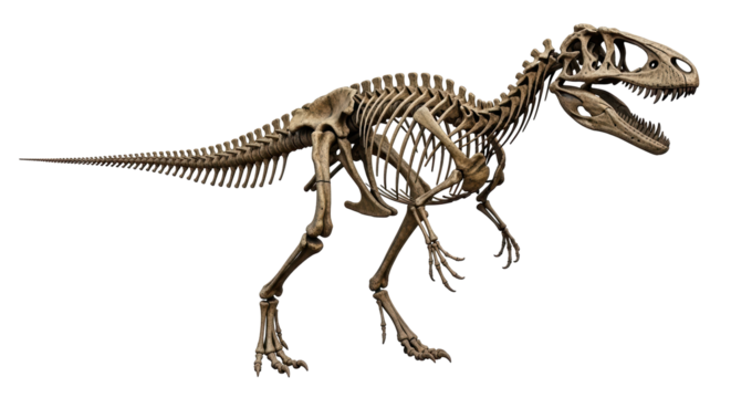 Isolated dinosaur skeleton