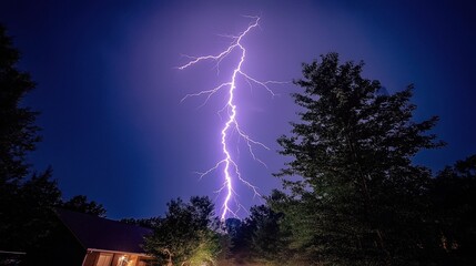 Amazing Lightning Striking Through the Dark Night Sky with Energetic Flashes
