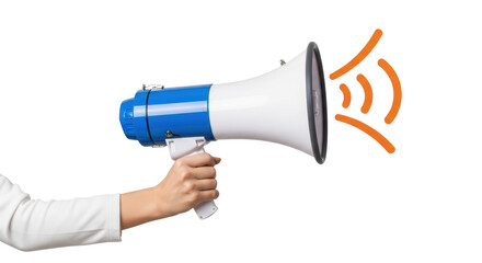Isolated Hand Holding Megaphone