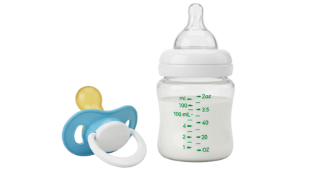 Isolated Baby Bottle and Pacifier