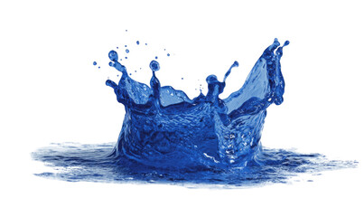 A vibrant blue water splash against a black background.  
