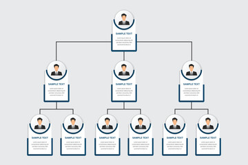 Corporate Organizational Chart Template with Business Avatars and Team Hierarchy