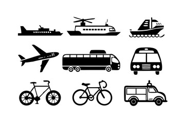 Various transportation methods icons, vector format