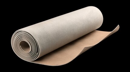 Elegant Roll of Neutral Textured Paper Unfurling on a Dark Background
