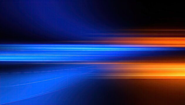 Abstract Blue And Orange Light Streaks On Dark Background - Powered by Adobe