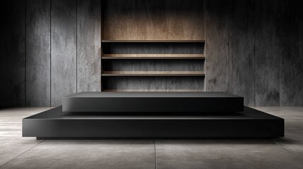 Dark concrete display podium mockup