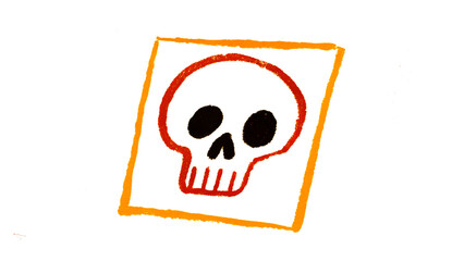 Stylized Red Skull Icon with Orange Border on a white Background