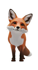Fototapeta premium Cute Fox with Transparent Background: Digital Art, Wildlife Illustration, Adorable Furry Creature, Red Fox Image, Fantastic Animal Graphics