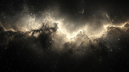 Obraz premium Minimalistic Nebula Background with Fine Luminous Dust in Muted Tones, Deep Space Atmosphere and Soft Focus