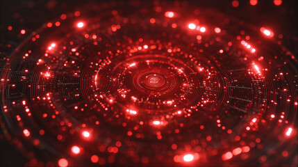 Abstract Red Circular Data Space