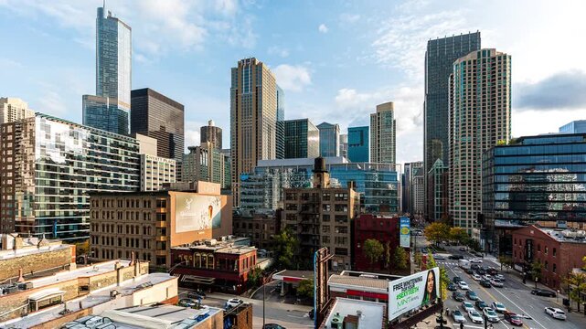 Downtown Chicago East View Metropolitan Skyline and Skyscraper City Timelapse