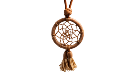 Dreamcatcher with intricate web design and tassel hanging against a for spiritual decor