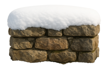 Snow cap on a stone garden wall