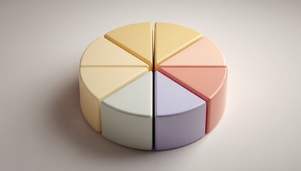 Obraz premium Eight-segment pastel pie chart, 3D render