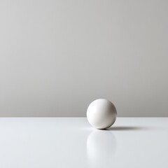 Minimalist photo of a white sphere on a reflective surface