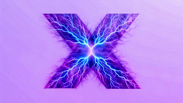 Glowing electric letter x with lightning energy effect on purple background
- Powered by Adobe