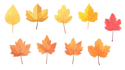 フラットなイラスト風の紅葉素材