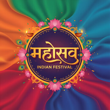 concept for indian festival mahotsav logo hindi calligraphy