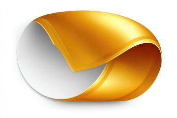 Golden oval sticker peeling to reveal white