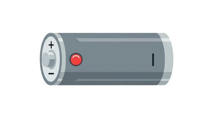 Battery with red button and plus minus signs.