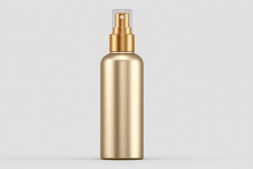 Gold metallic spray bottle, cylindrical, minimalist design
