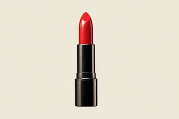 Single red lipstick in black tube, isolated