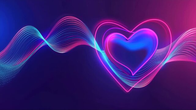 Neon Heart On dark Background. Neon Heart Border and Frame. The heart is a symbol of love.
