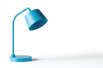 A light blue desk lamp angled left against a white background